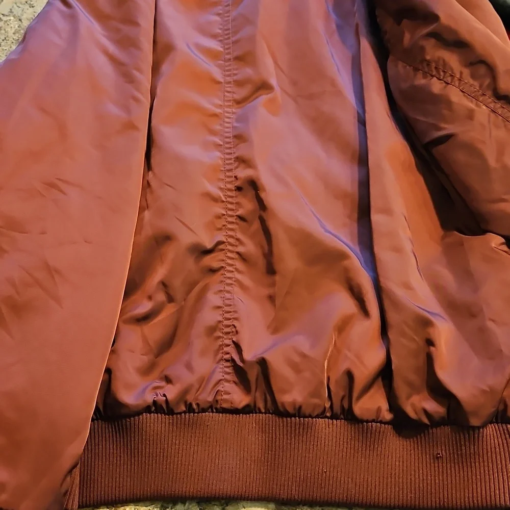 Old Navy Red Bomber Jacket with Ribbed Details - Picture 7 of 7
